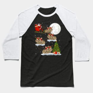 Funny Xmas Lighting Tree with Santa Rides Bunny at Christmas Baseball T-Shirt